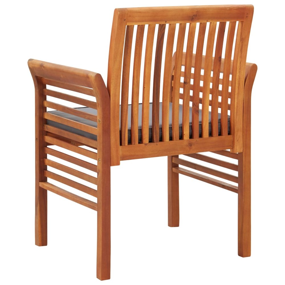 Garden Dining Chair Set of 8 Dark Grey Solid acacia wood Standard. Picture 4