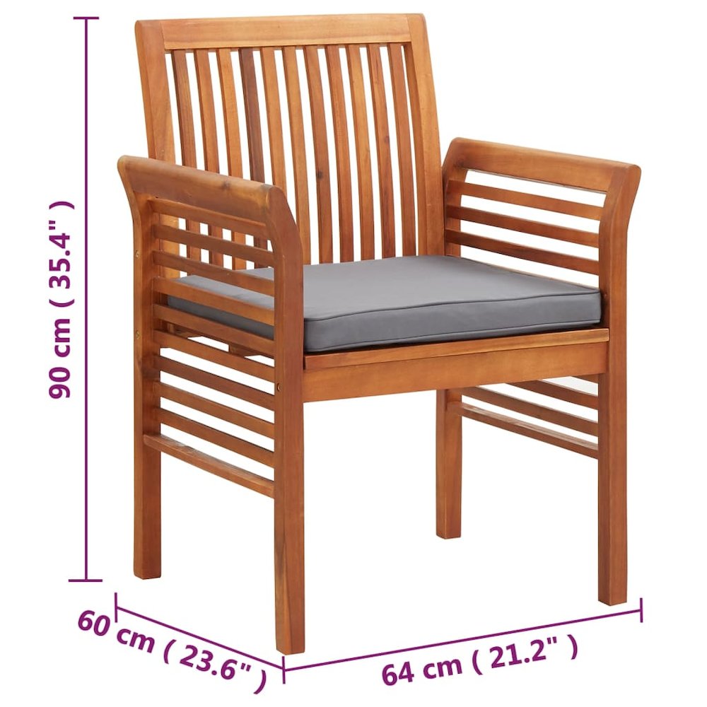 Garden Dining Chair Set of 8 Dark Grey Solid acacia wood Standard. Picture 7