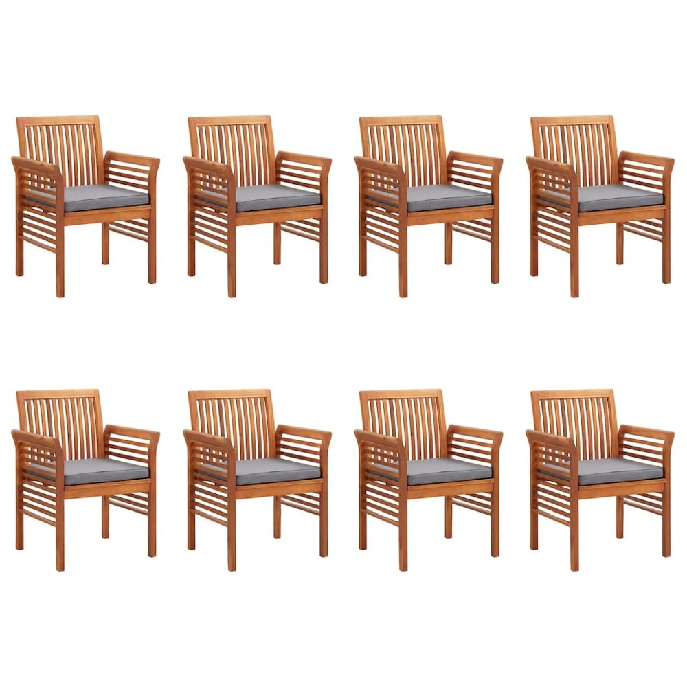 Garden Dining Chair Set of 8 Dark Grey Solid acacia wood Standard. Picture 8