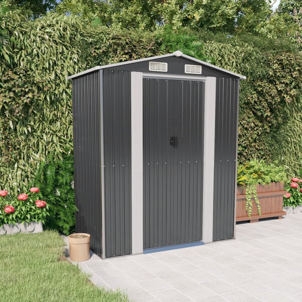 Garden Shed Anthracite 75.6"x42.5"x87.8" Galvanized Steel. Picture 1