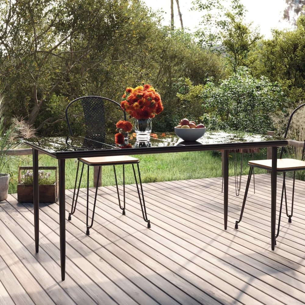 Dining Table Black Powder-coated steel Large Durable. Picture 1