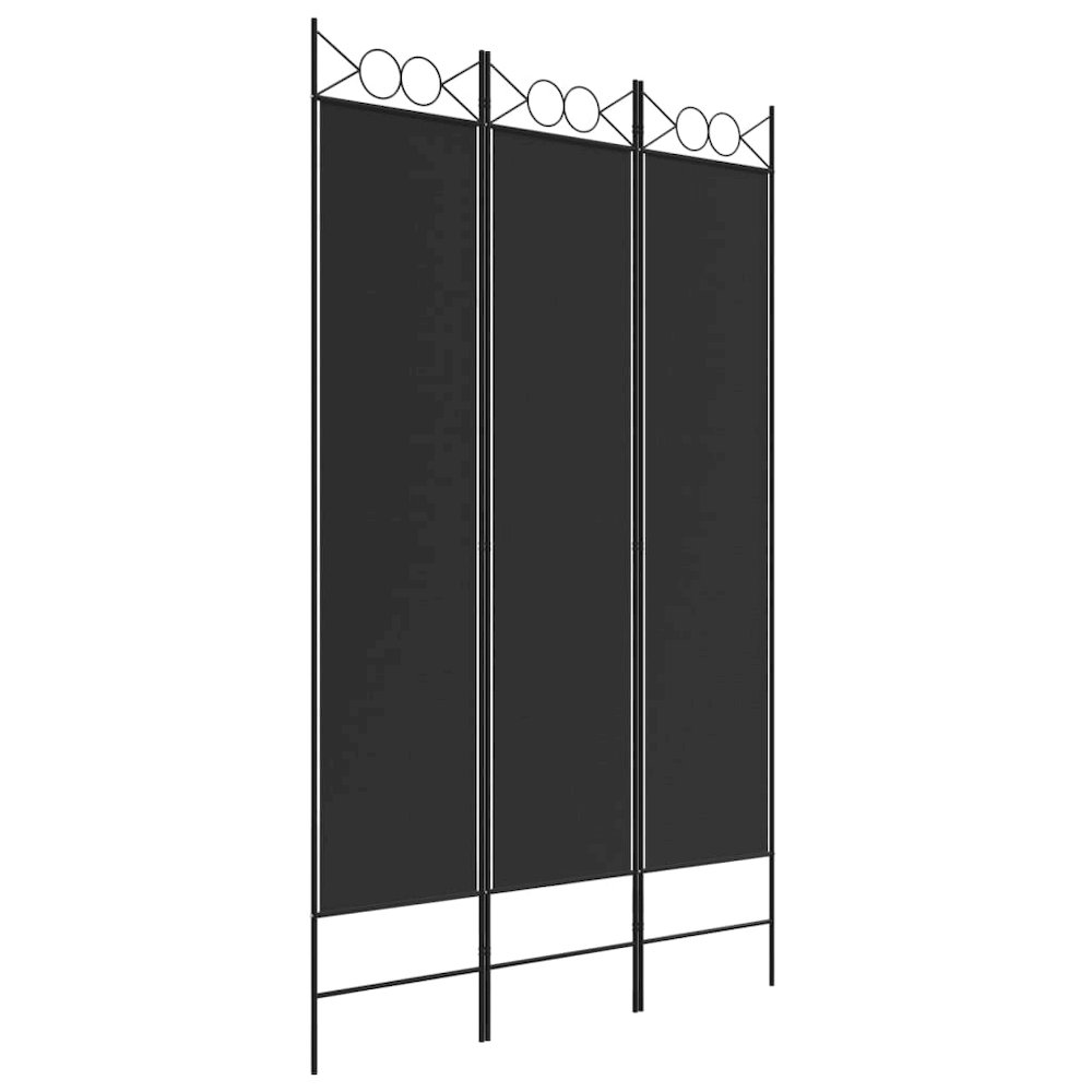 3-Panel Room Divider Black 47.2"x78.7" Fabric. Picture 2