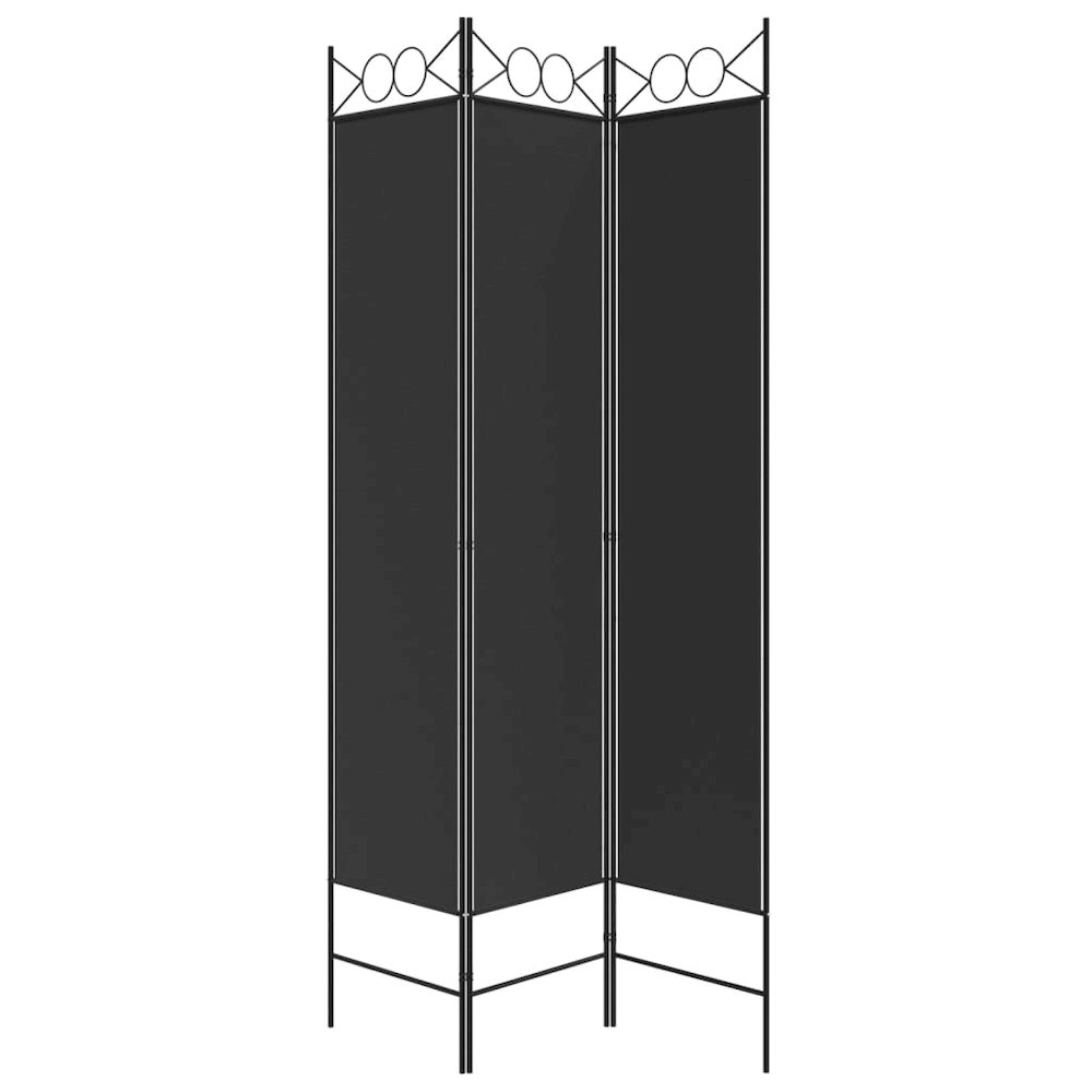 3-Panel Room Divider Black 47.2"x78.7" Fabric. Picture 4
