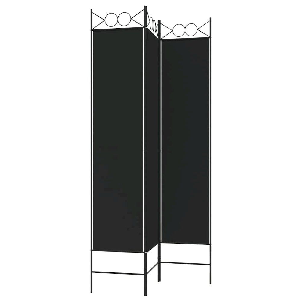 3-Panel Room Divider Black 47.2"x78.7" Fabric. Picture 5