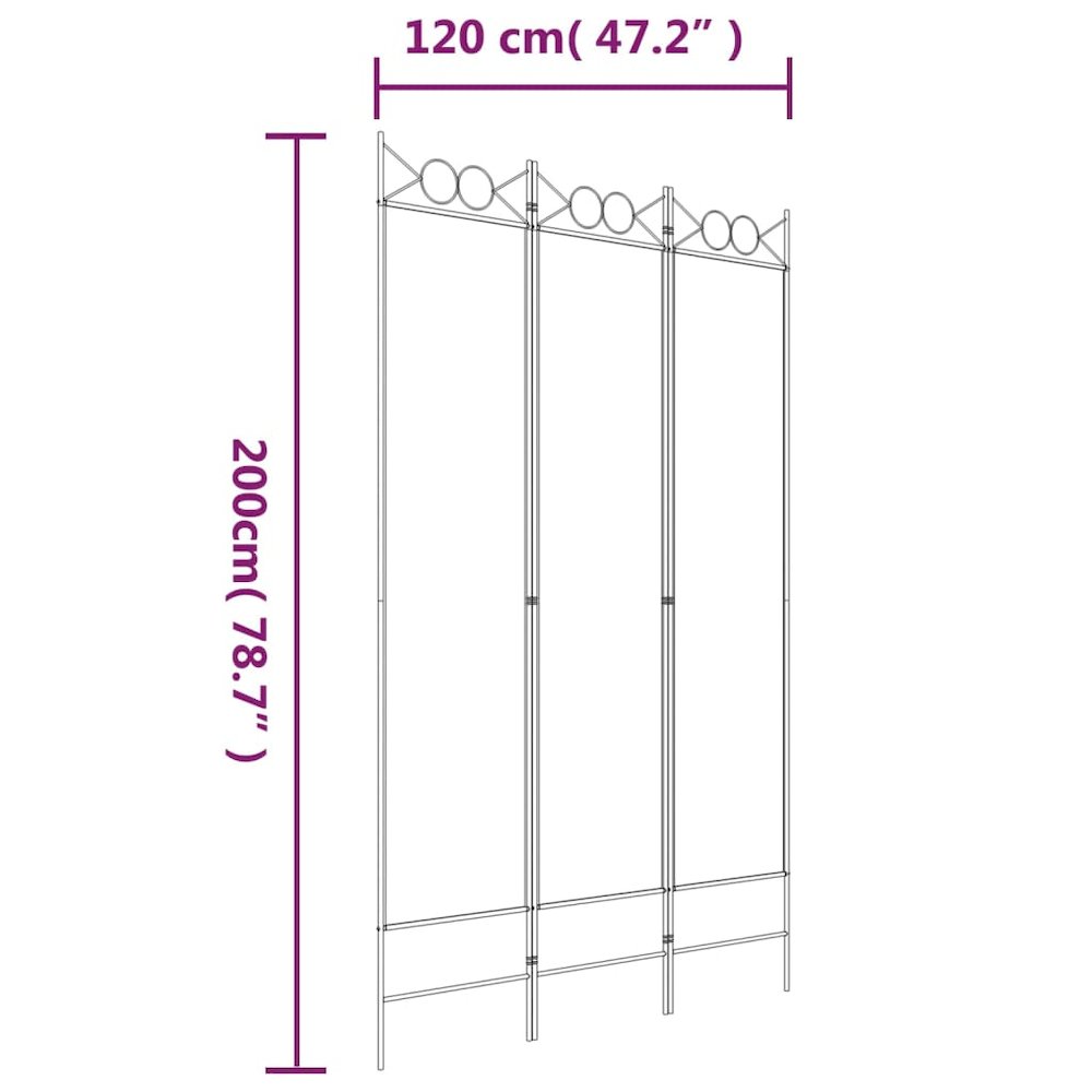 3-Panel Room Divider Black 47.2"x78.7" Fabric. Picture 8