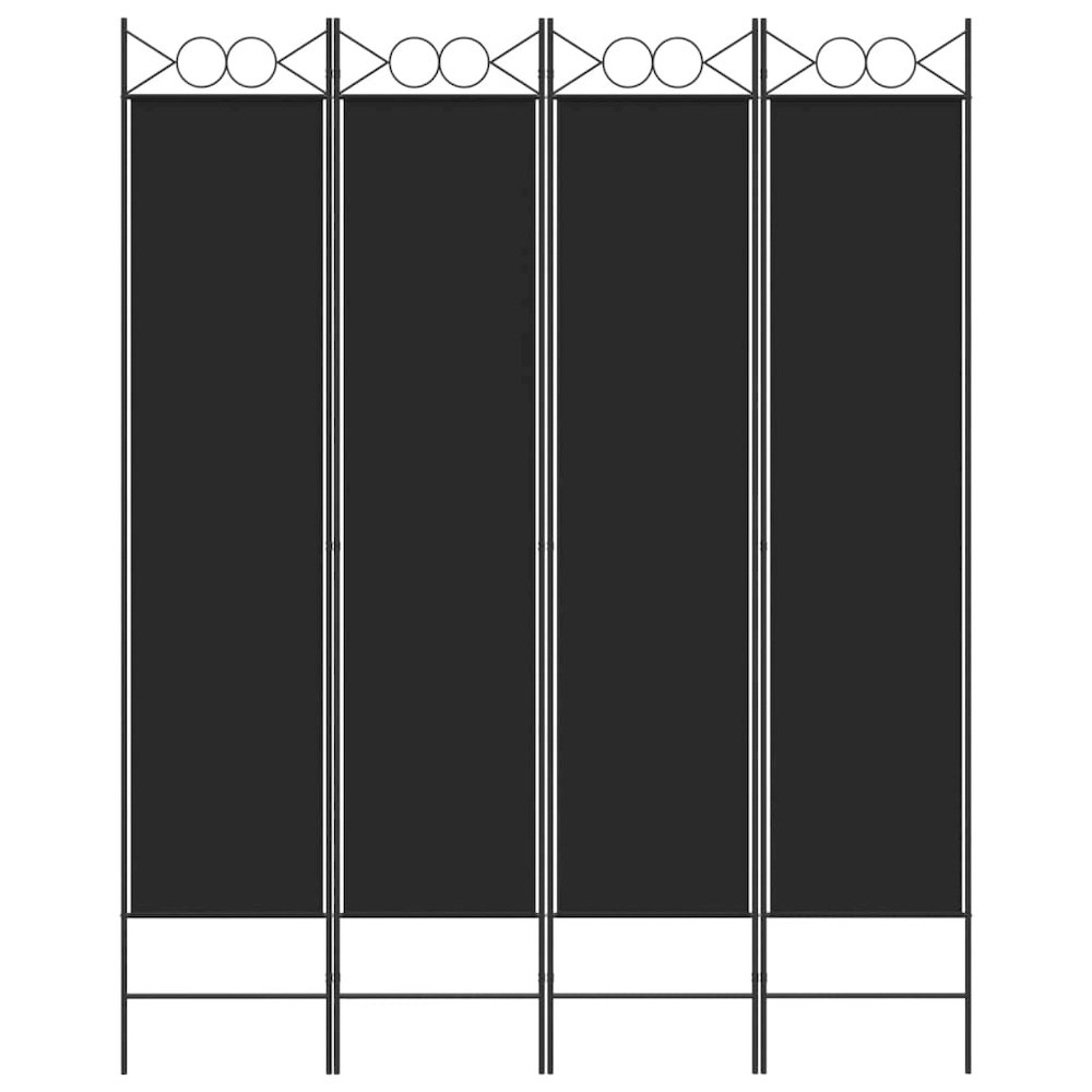 4-Panel Room Divider Black 63"x78.7" Fabric. Picture 3