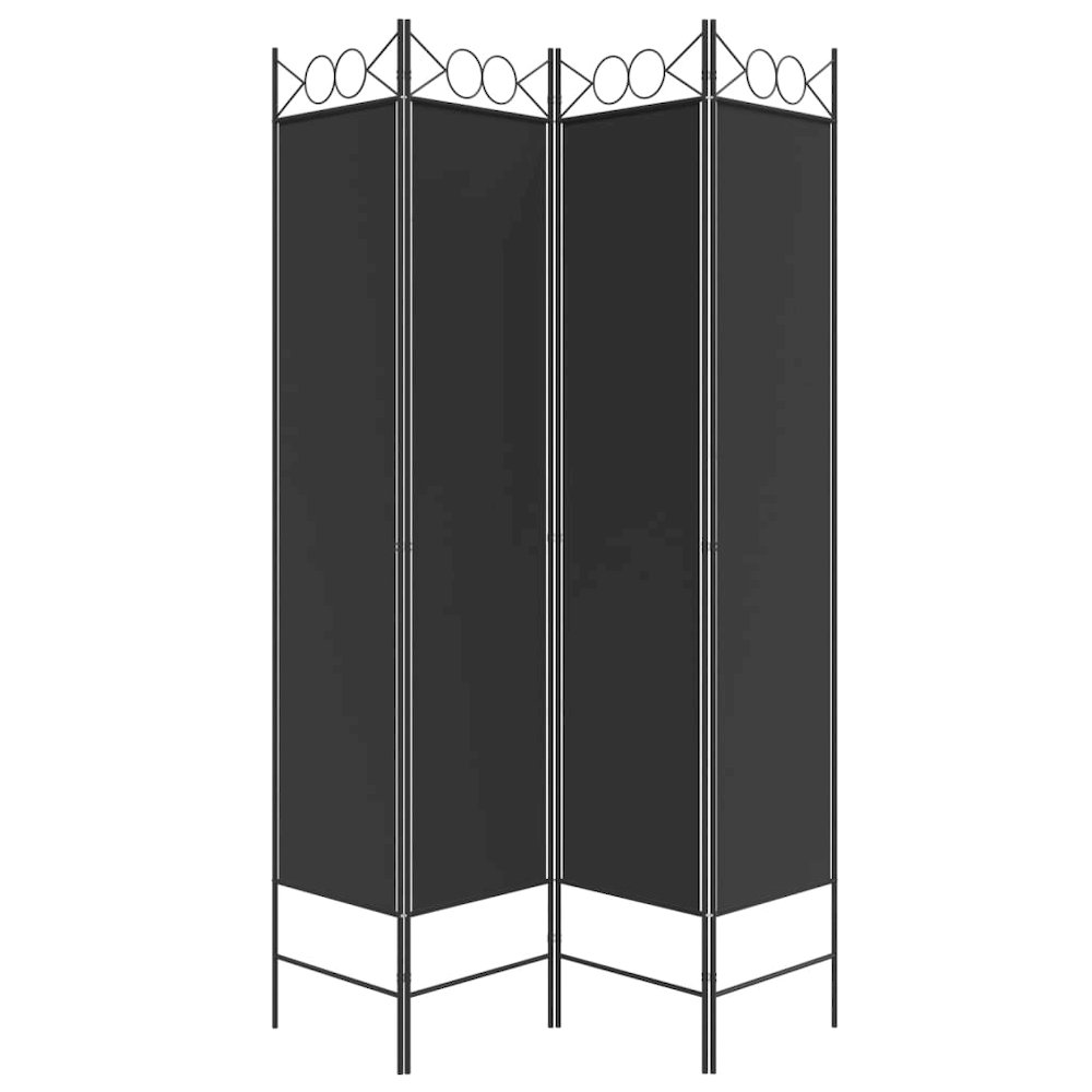 4-Panel Room Divider Black 63"x78.7" Fabric. Picture 4