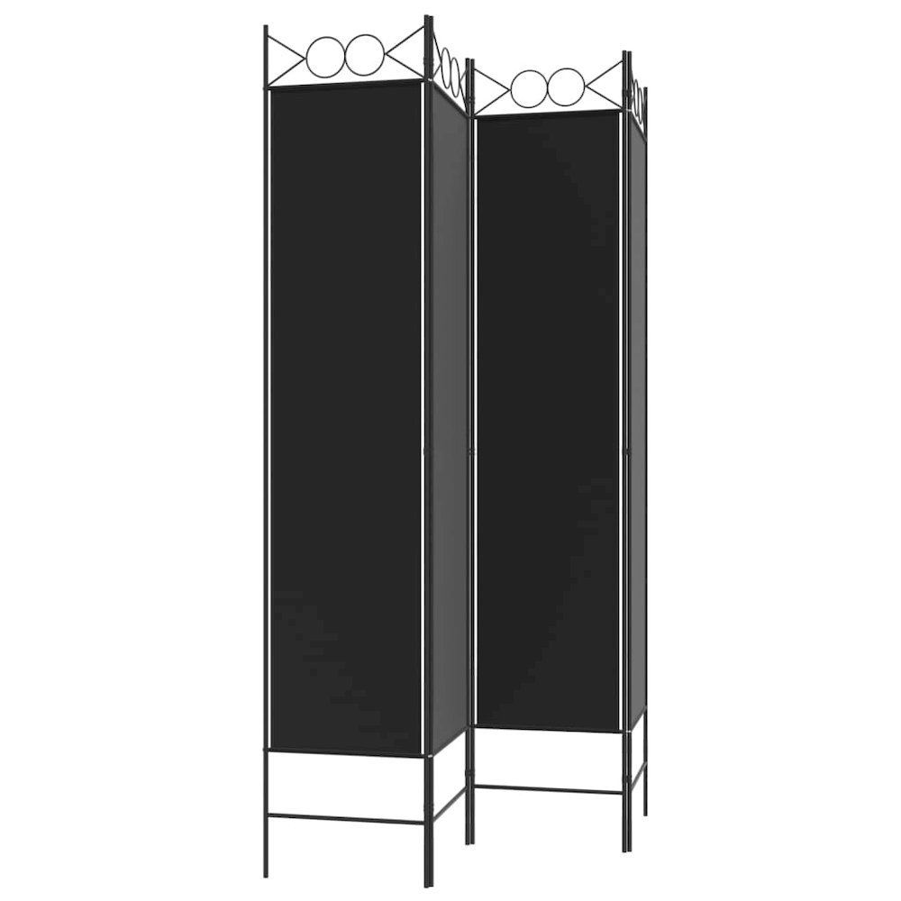 4-Panel Room Divider Black 63"x78.7" Fabric. Picture 5