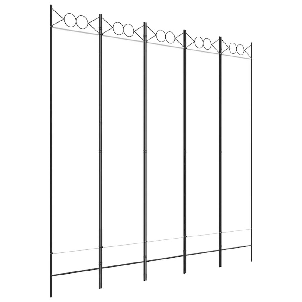 5-Panel Room Divider White 78.7"x78.7" Fabric. Picture 2