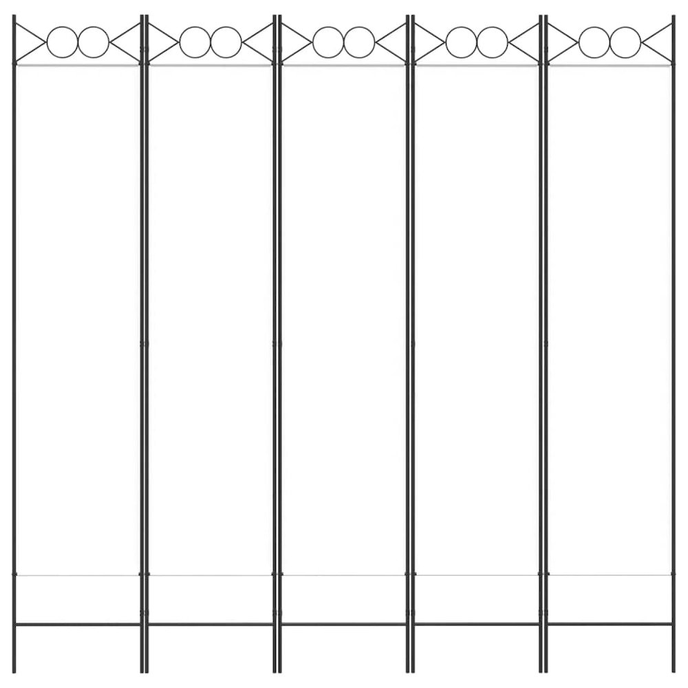 5-Panel Room Divider White 78.7"x78.7" Fabric. Picture 3