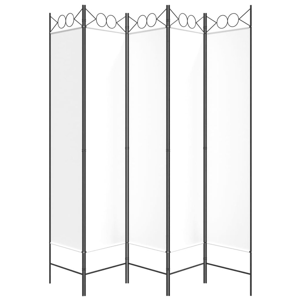 5-Panel Room Divider White 78.7"x78.7" Fabric. Picture 4