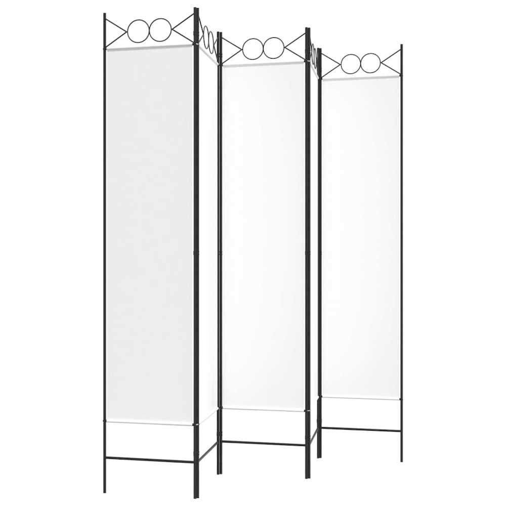 5-Panel Room Divider White 78.7"x78.7" Fabric. Picture 5