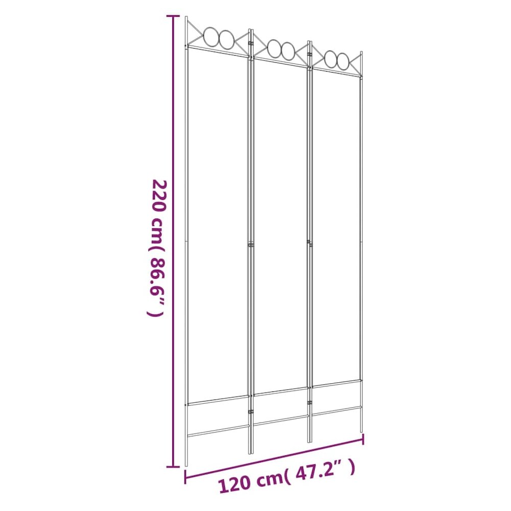 3-Panel Room Divider White 47.2"x86.6" Fabric. Picture 8