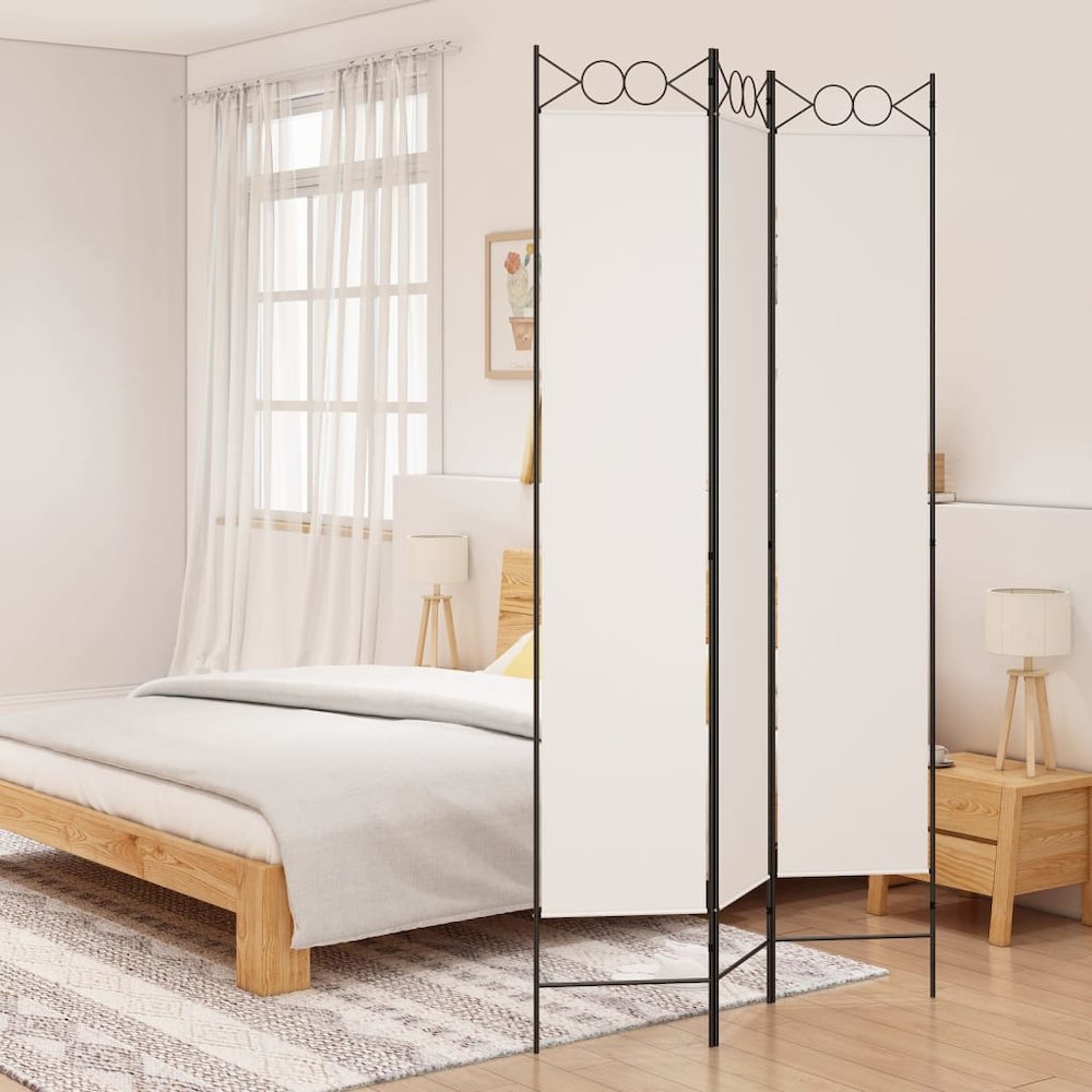 3-Panel Room Divider White 47.2"x86.6" Fabric. Picture 1
