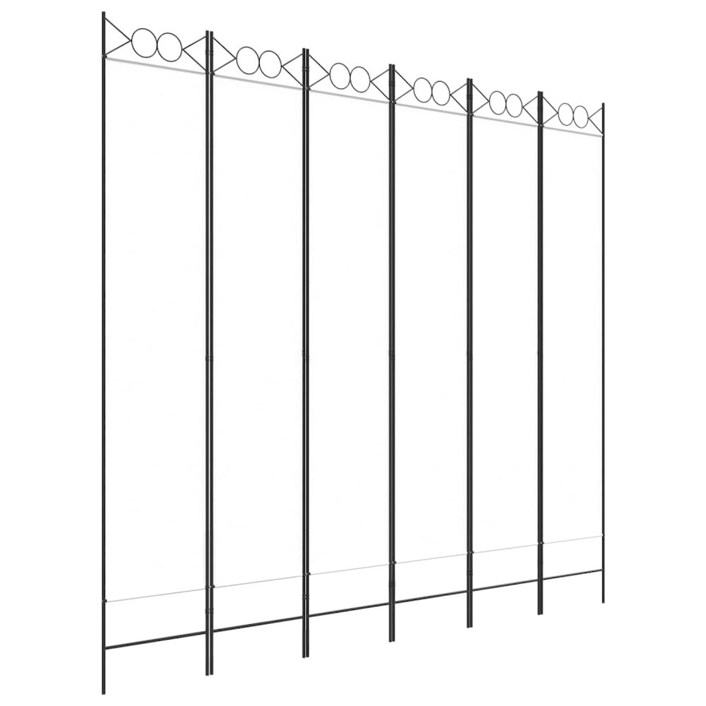 6-Panel Room Divider White 94.5"x86.6" Fabric. Picture 2