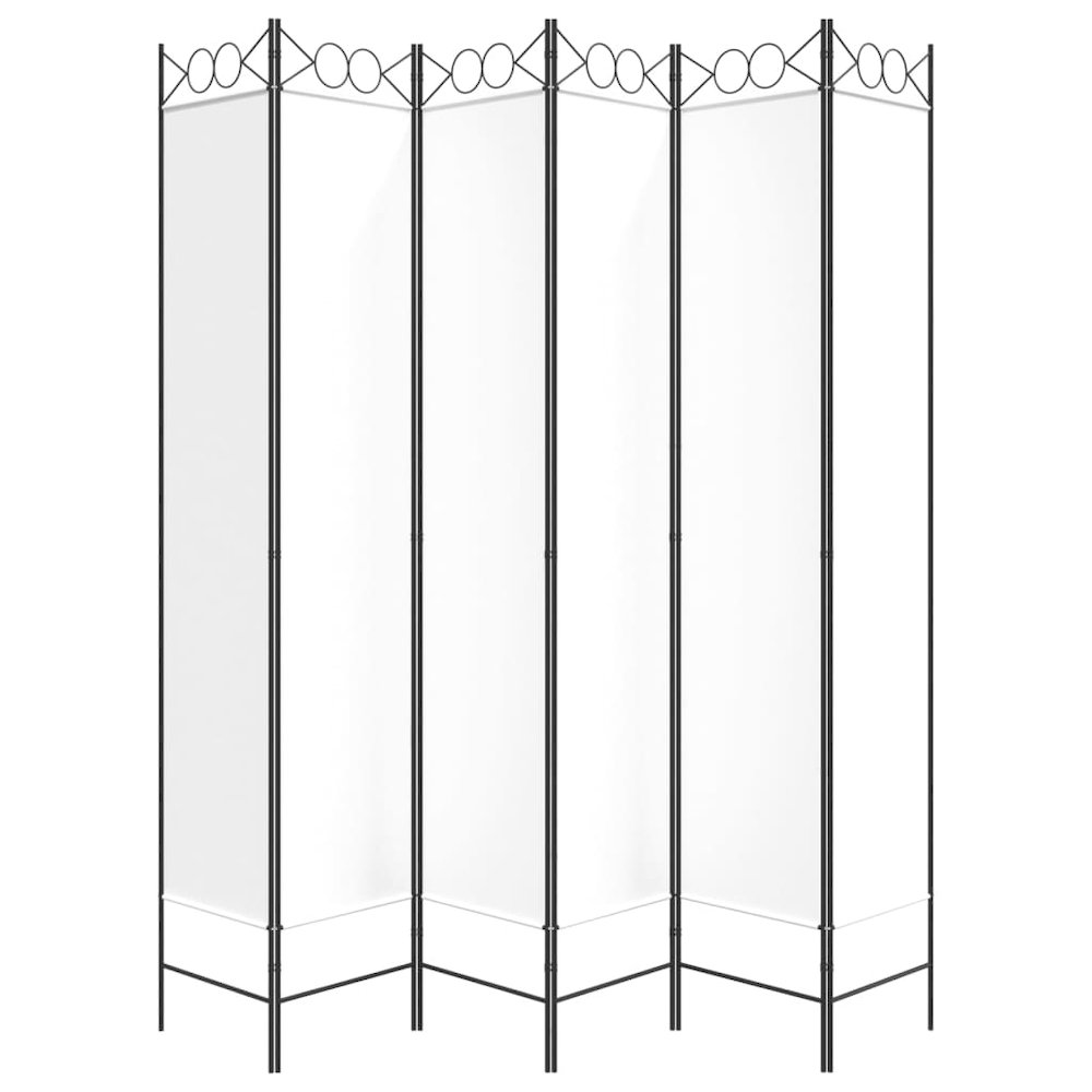 6-Panel Room Divider White 94.5"x86.6" Fabric. Picture 4