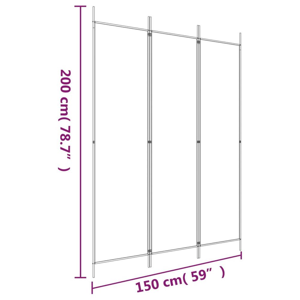 3-Panel Room Divider Black 59.1"x78.7" Fabric. Picture 7