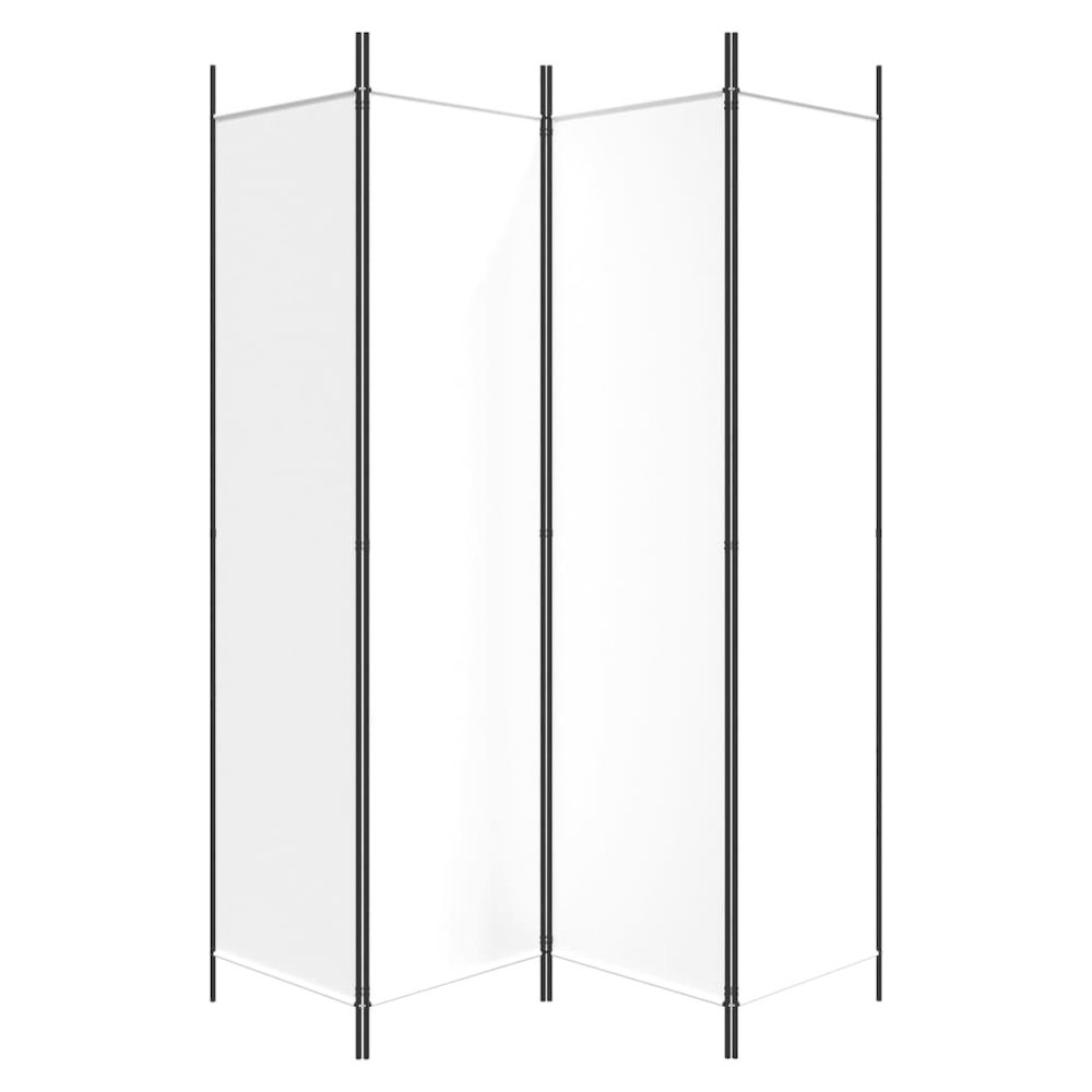 4-Panel Room Divider White 78.7"x78.7" Fabric. Picture 4