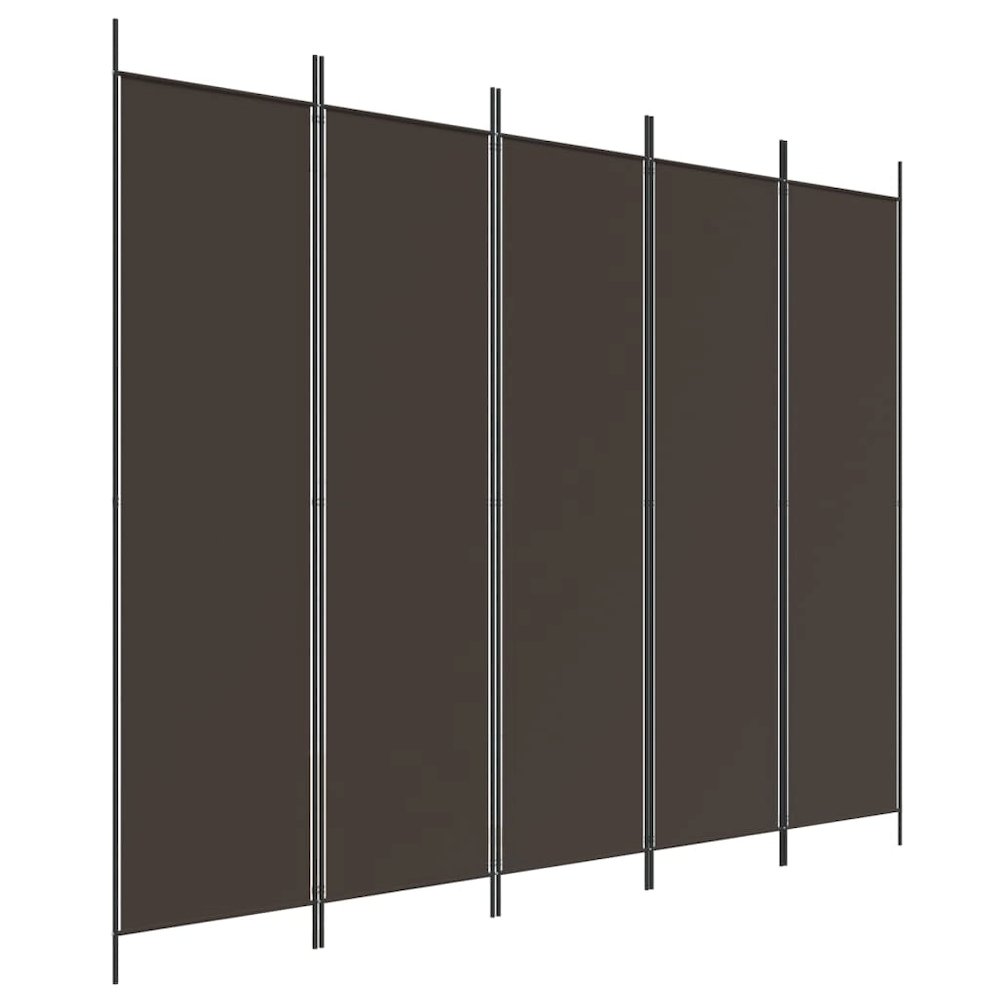 5-Panel Room Divider Brown 98.4"x78.7" Fabric. Picture 2