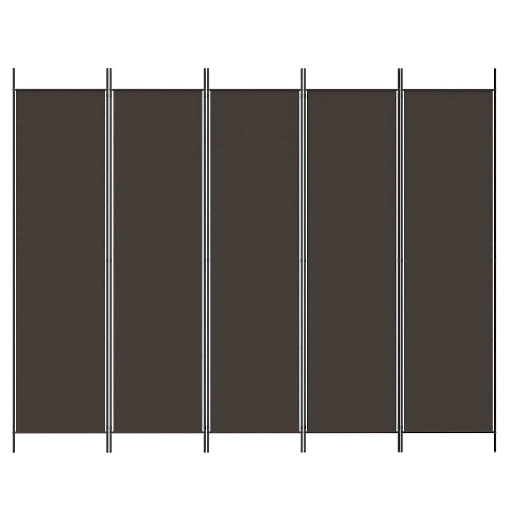 5-Panel Room Divider Brown 98.4"x78.7" Fabric. Picture 3