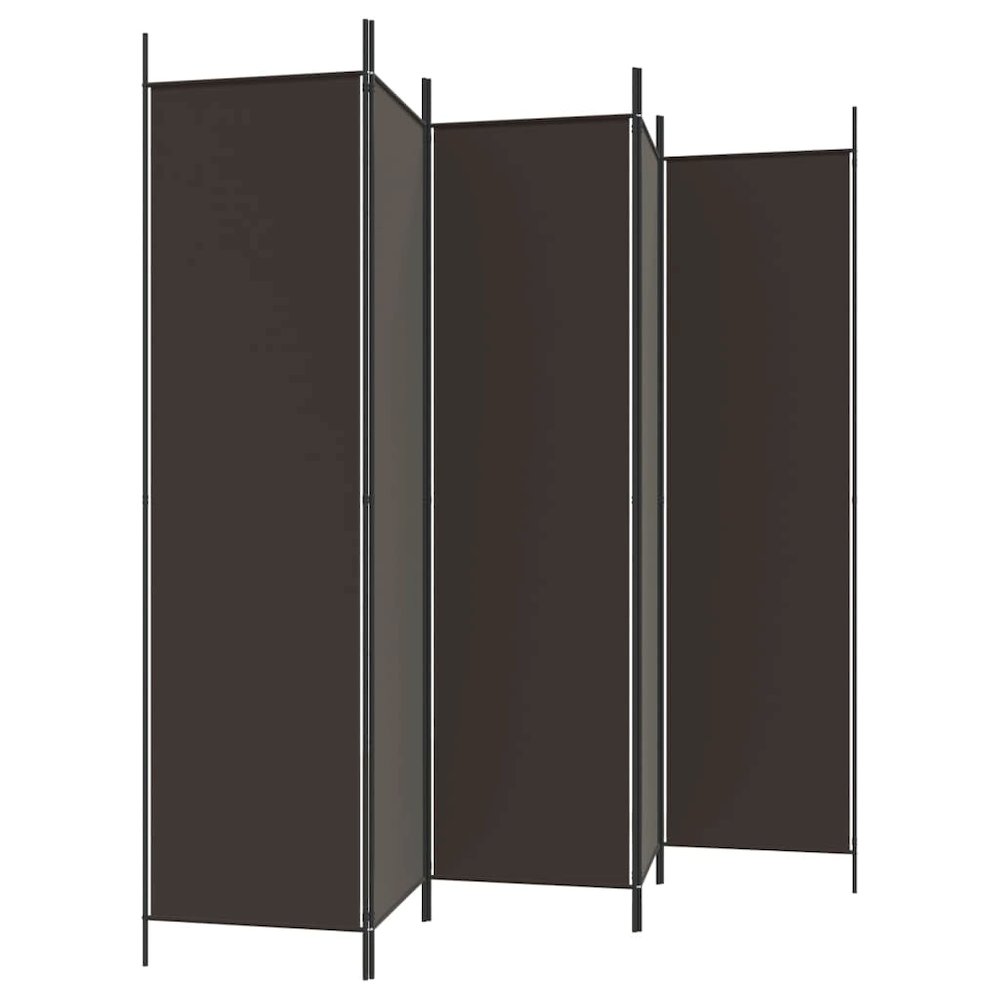 5-Panel Room Divider Brown 98.4"x78.7" Fabric. Picture 5