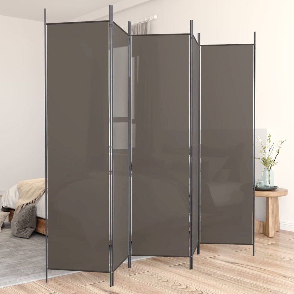 5-Panel Room Divider Anthracite 98.4"x78.7" Fabric. Picture 1