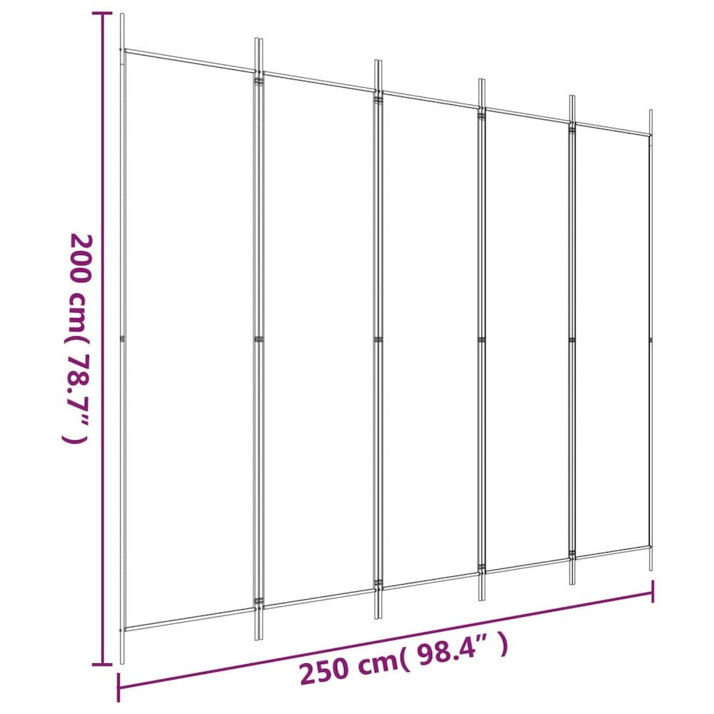 5-Panel Room Divider Black 98.4"x78.7" Fabric. Picture 8