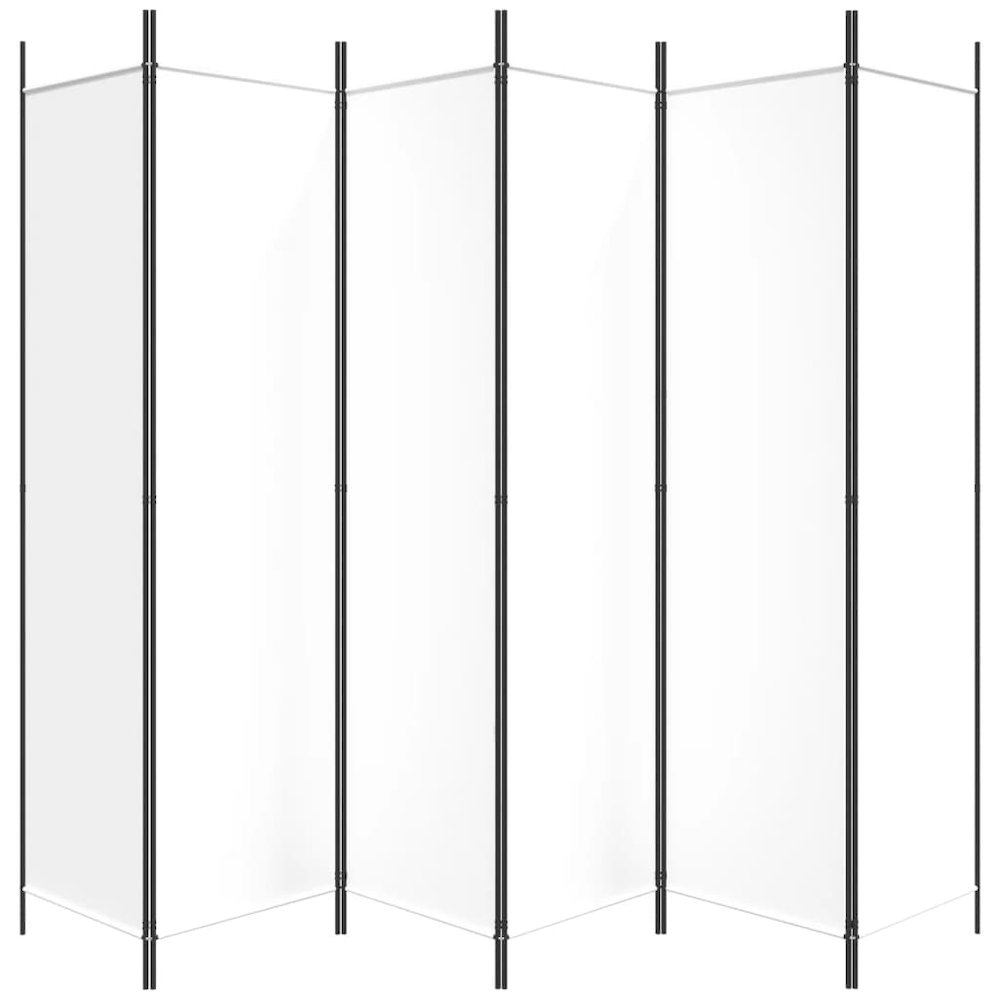 6-Panel Room Divider White 118.1"x78.7" Fabric. Picture 4