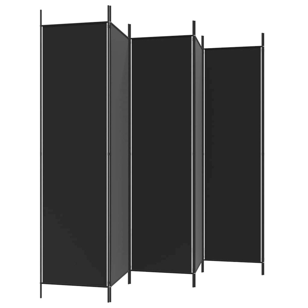 6-Panel Room Divider Black 118.1"x78.7" Fabric. Picture 5