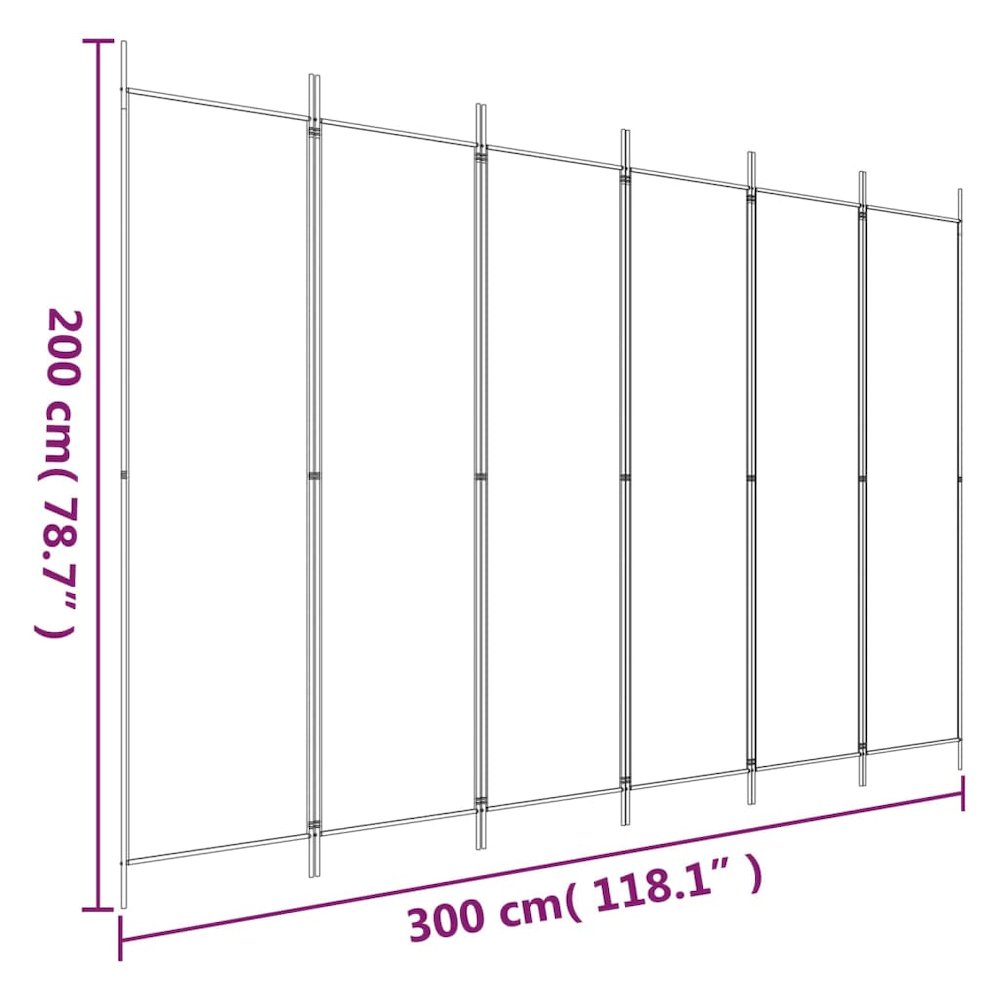 6-Panel Room Divider Black 118.1"x78.7" Fabric. Picture 8