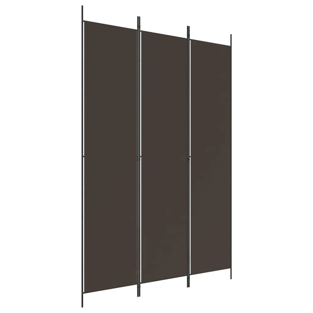 3-Panel Room Divider Brown 59.1"x86.6" Fabric. Picture 2