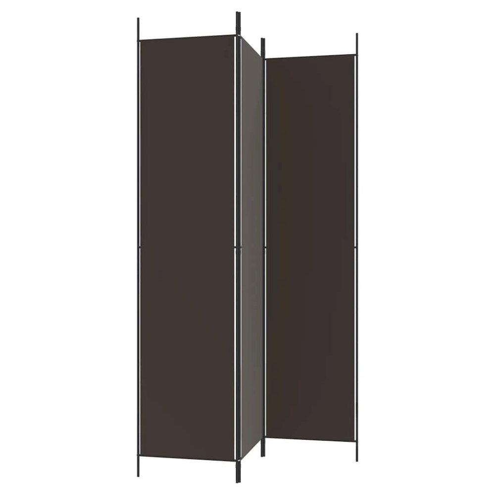 3-Panel Room Divider Brown 59.1"x86.6" Fabric. Picture 4