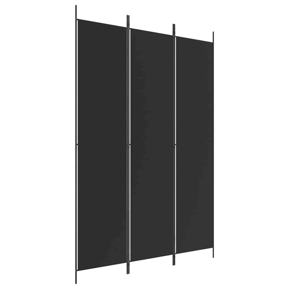 3-Panel Room Divider Black 59.1"x86.6" Fabric. Picture 2