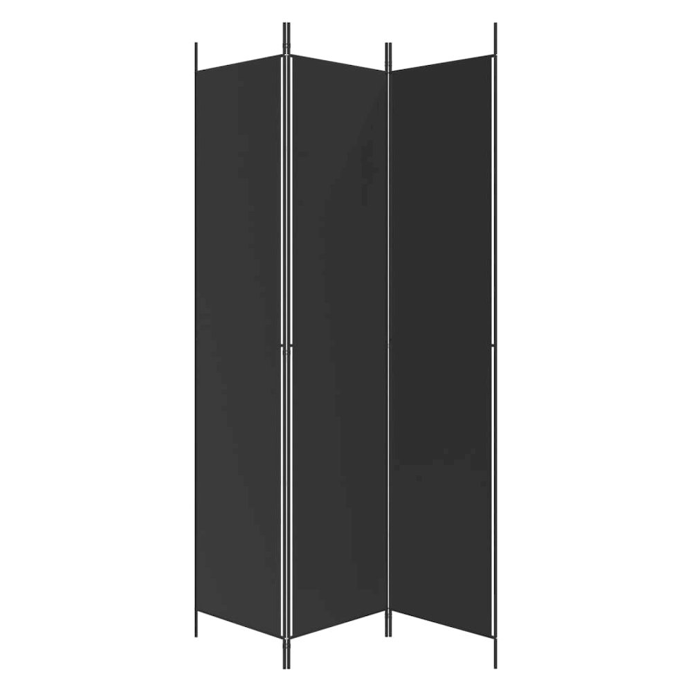 3-Panel Room Divider Black 59.1"x86.6" Fabric. Picture 4