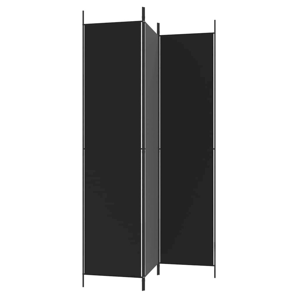 3-Panel Room Divider Black 59.1"x86.6" Fabric. Picture 5