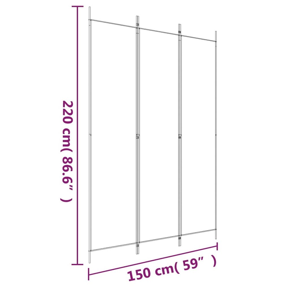 3-Panel Room Divider Black 59.1"x86.6" Fabric. Picture 8