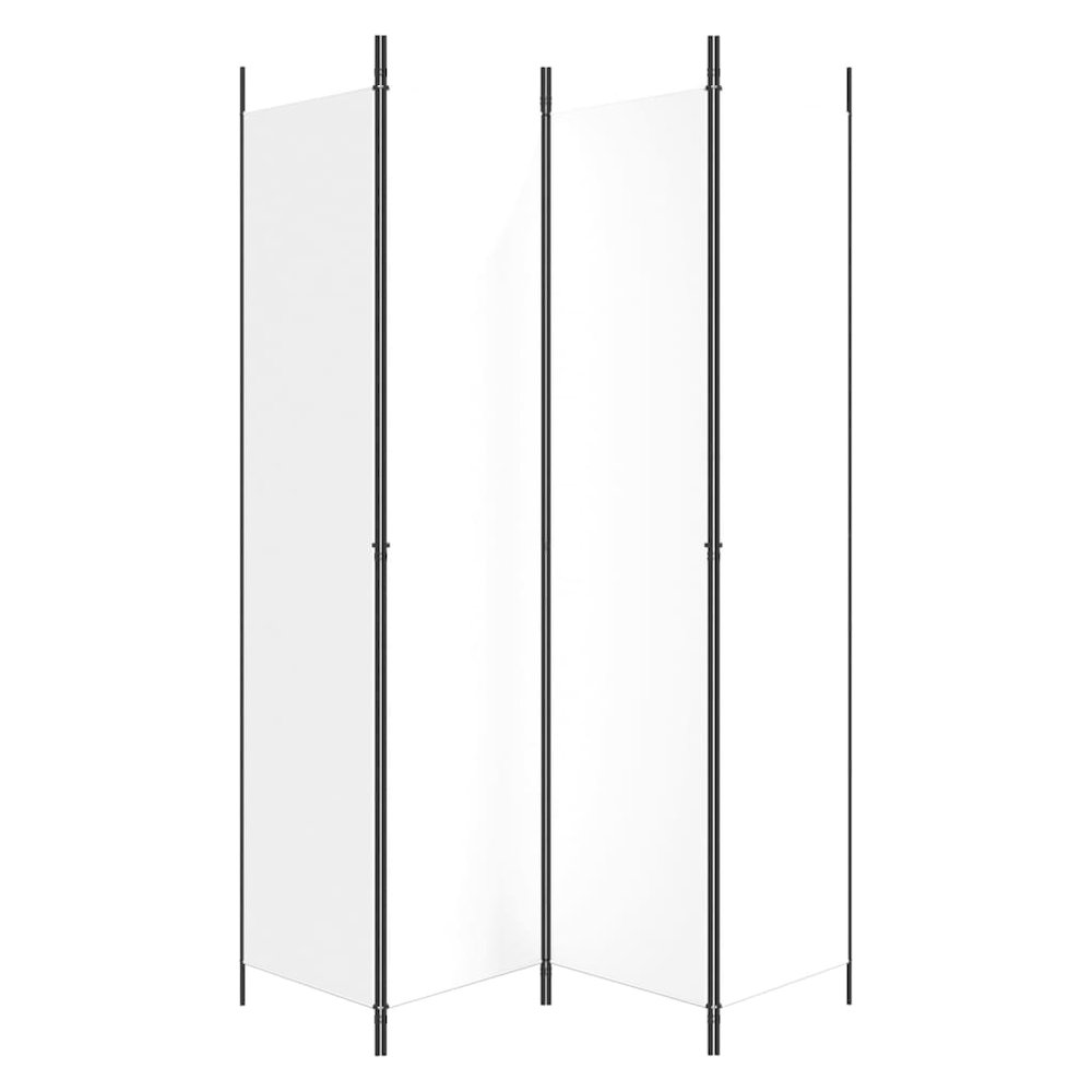 4-Panel Room Divider White 78.7"x86.6" Fabric. Picture 4