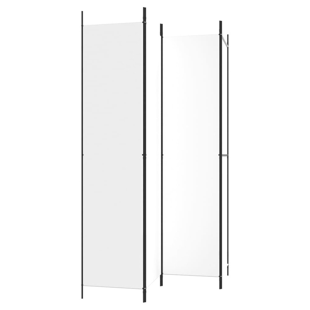 4-Panel Room Divider White 78.7"x86.6" Fabric. Picture 5