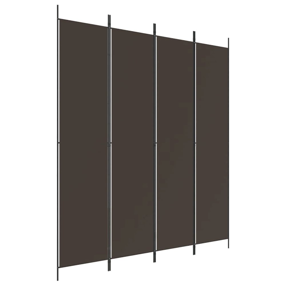 4-Panel Room Divider Brown 78.7"x86.6" Fabric. Picture 2