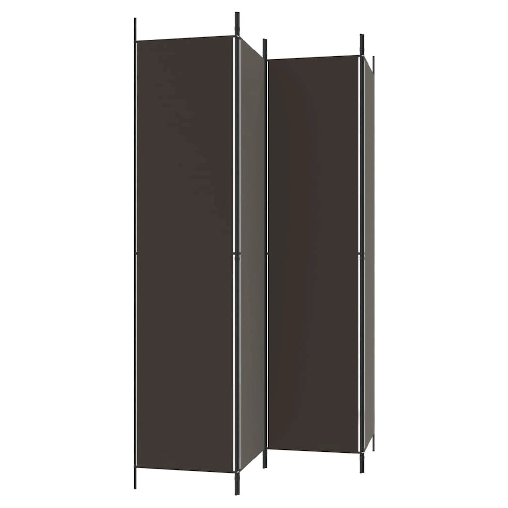4-Panel Room Divider Brown 78.7"x86.6" Fabric. Picture 4