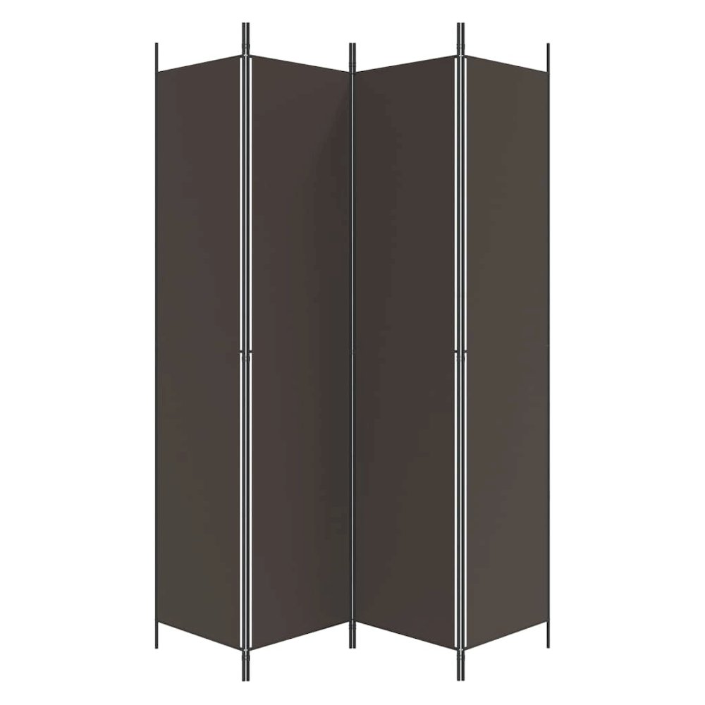 4-Panel Room Divider Brown 78.7"x86.6" Fabric. Picture 5