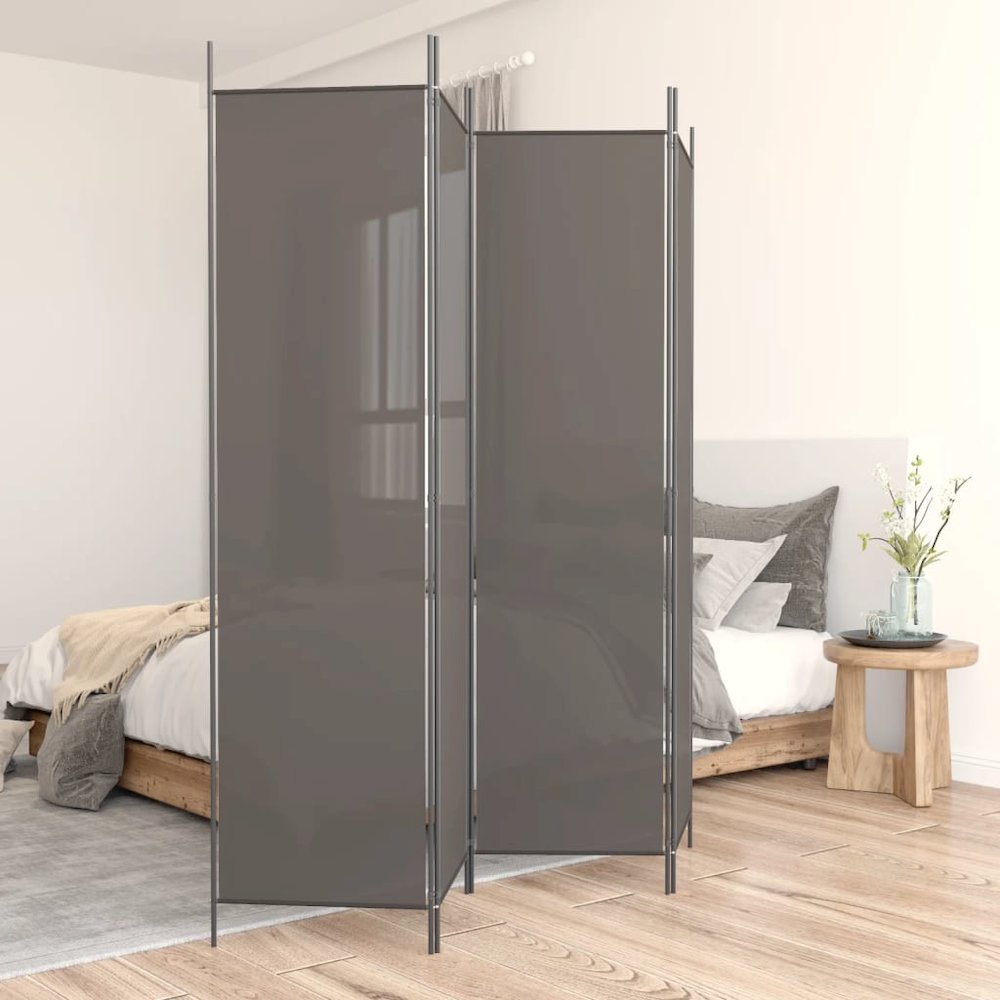 4-Panel Room Divider Anthracite 78.7"x86.6" Fabric. Picture 1