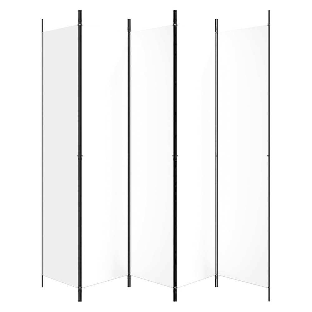 5-Panel Room Divider White 98.4"x86.6" Fabric. Picture 4