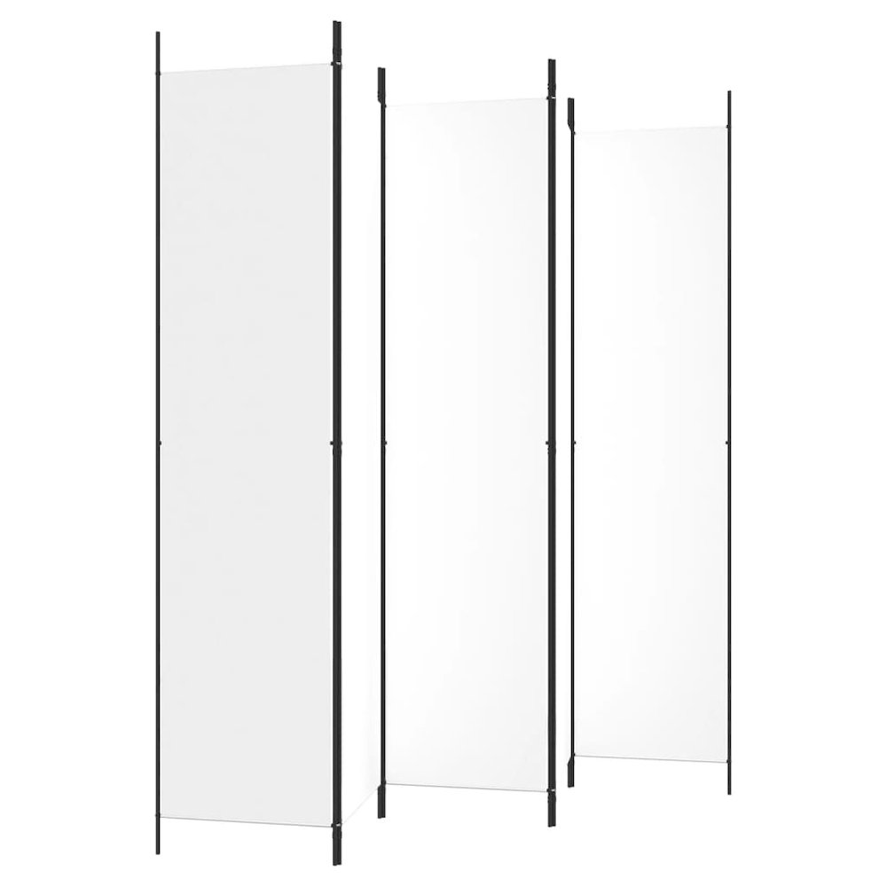 5-Panel Room Divider White 98.4"x86.6" Fabric. Picture 5