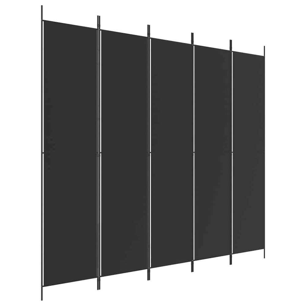 5-Panel Room Divider Black 98.4"x86.6" Fabric. Picture 2