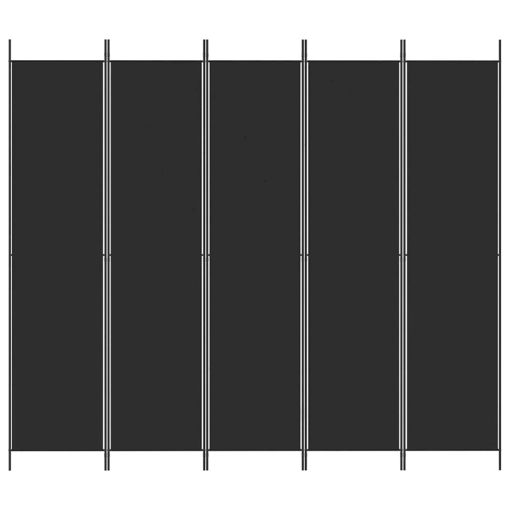 5-Panel Room Divider Black 98.4"x86.6" Fabric. Picture 3