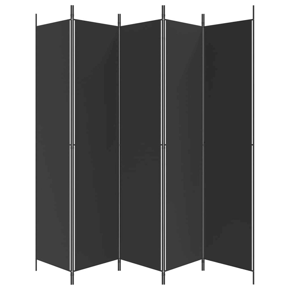 5-Panel Room Divider Black 98.4"x86.6" Fabric. Picture 4