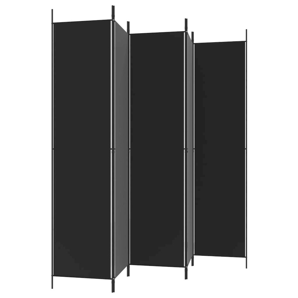 5-Panel Room Divider Black 98.4"x86.6" Fabric. Picture 5