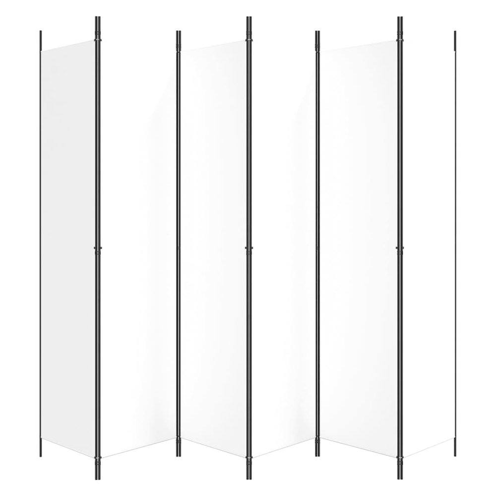 6-Panel Room Divider White 118.1"x86.6" Fabric. Picture 4