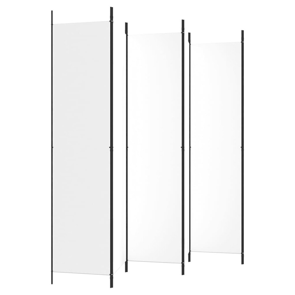 6-Panel Room Divider White 118.1"x86.6" Fabric. Picture 5
